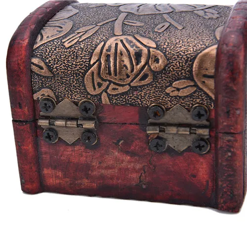 

1pcs Vintage Treasure Chest Wood Box Carrrying Cases Wooden Jewelry Storage Case Organiser Gifts Antique Style Jewelry