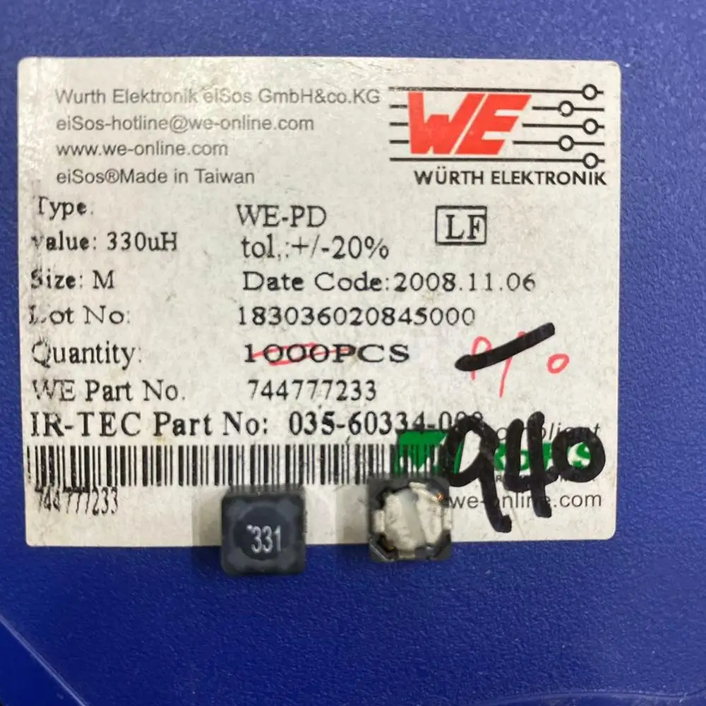 

50 шт. 744777233 SMD экранированный силовой индуктор 7,3*7,3*4,5 мм мкГн 0,39a