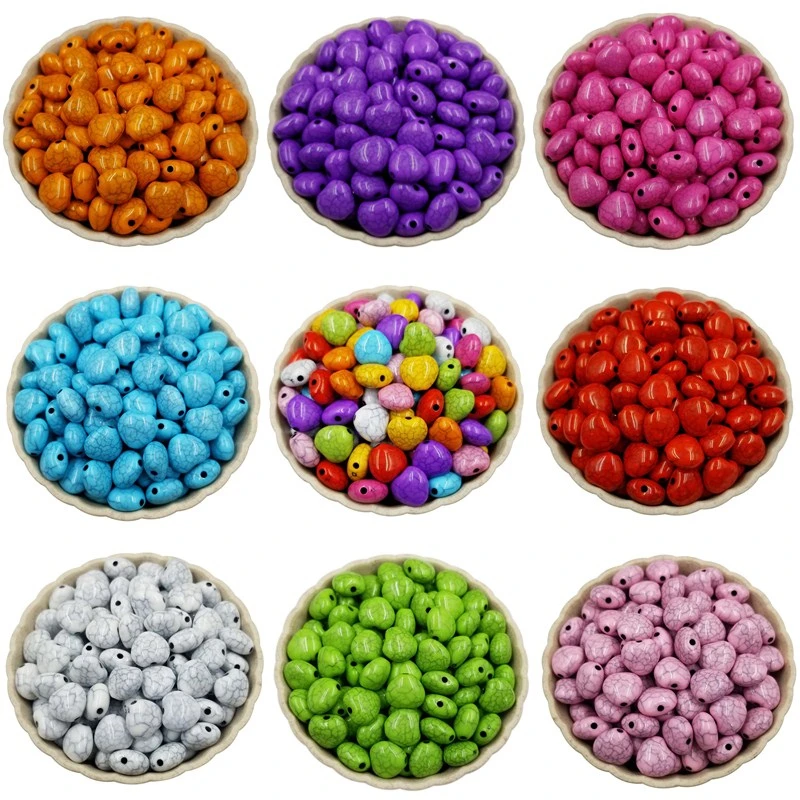 

50Pcs/lot 10mm Colourful Heart Shape Crackle Vintage Acrylic Loose Spacer Beads For Jewelry Making DIY Accessories