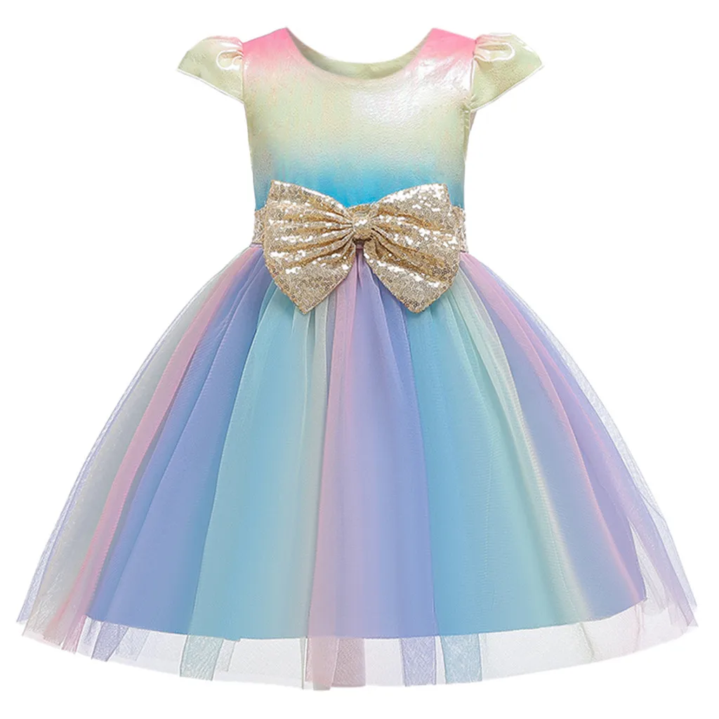 Детское платье для подружки невесты с блестками и бантом | Детская одежда обувь