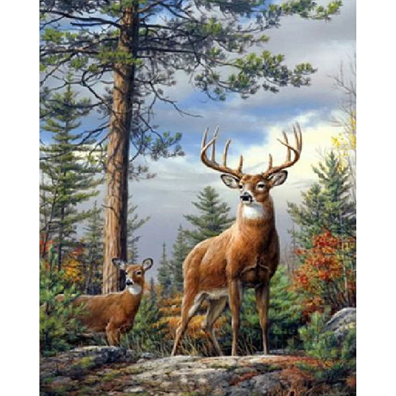 

Needlework Diy Diamond Painting Cross Stitch Deer In The Forest Picture Diamond Embroidery Decoration Wall Art Drawing