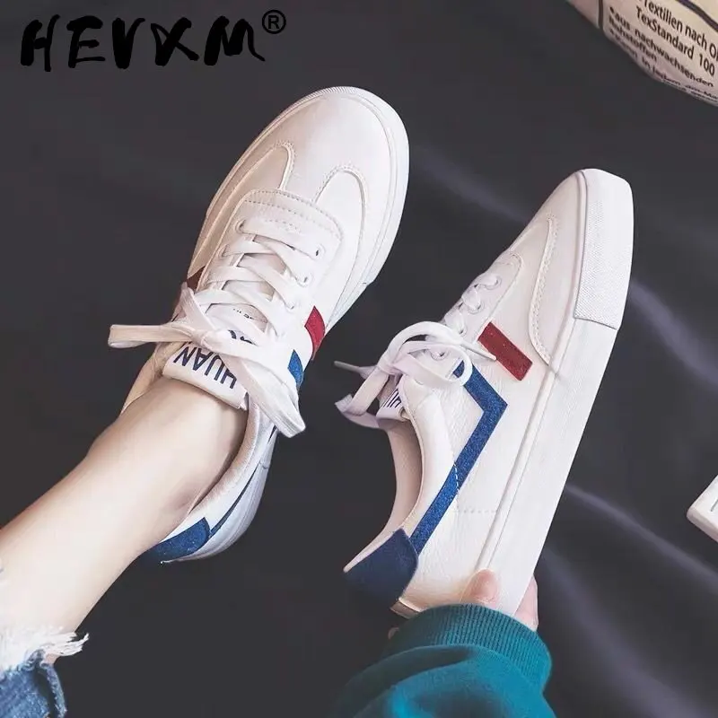 

HOT Women Sneakers 2021 Fashion Breathble Vulcanized Shoes Women Pu leather Platform Shoes Women Lace up Casual White Shoes