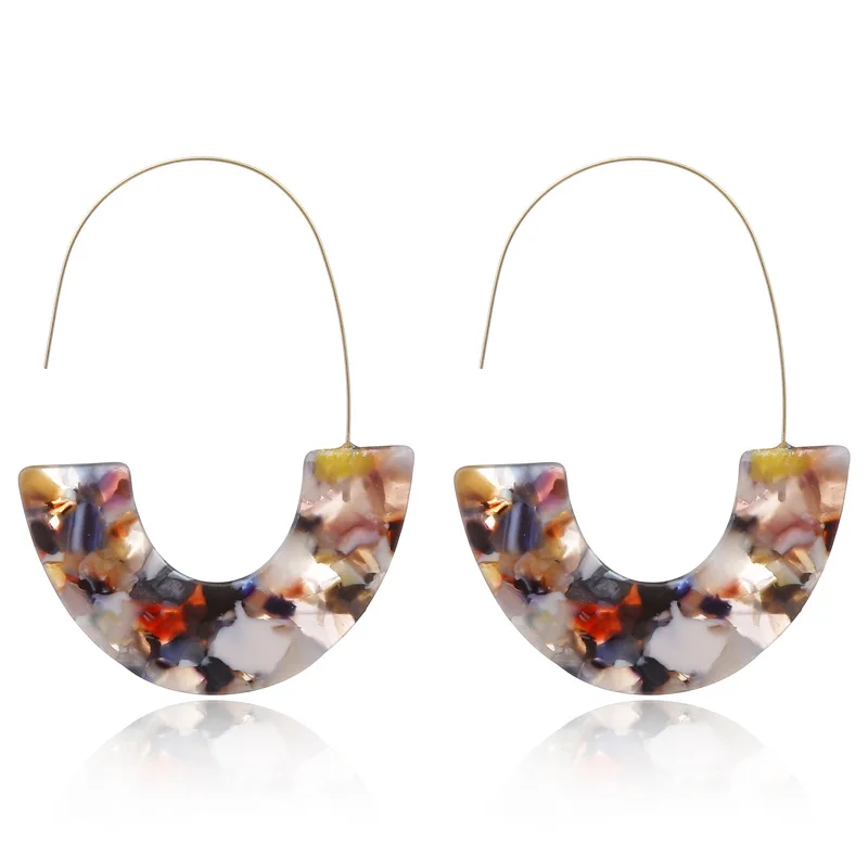 Новинка 2019 модные разноцветные акриловые сережки с большим крюком в форме