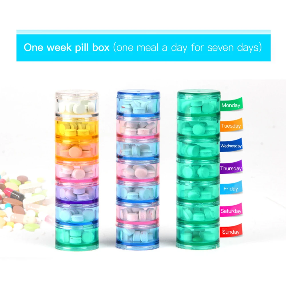 

Week 7 Grid Pills Box Organiser Secret Compartment Detachable Assembly Plastic Pill Case Weekly Medicine Pill's Box Hat Portable