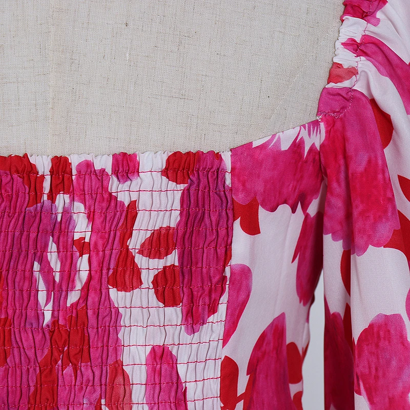 TWOTWINSTYLE винтажное женское платье с принтом квадратный воротник фонарь длинный