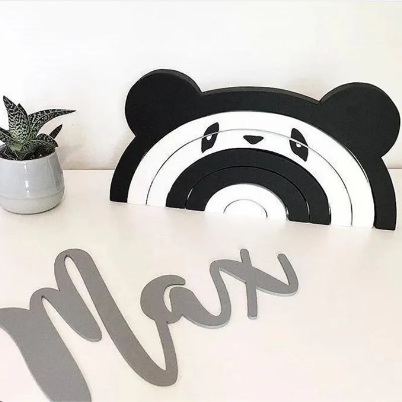 INS деревянный Радужный Единорог панда строительные блоки украшение детской