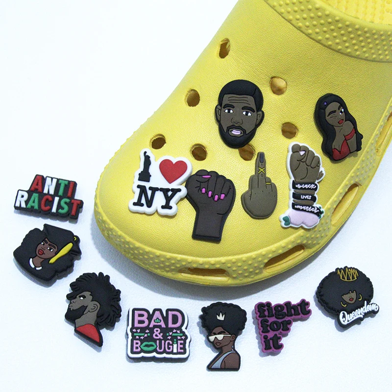 

BGM Black Human Rights Shoes Accessories Black Girl Magic PVC Shoes Accessories Children’s Party Christmas Gifts