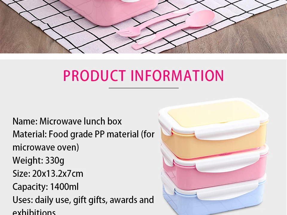 1400 мл японский контейнер для хранения еды Bento с ложками палочки для еды для детей