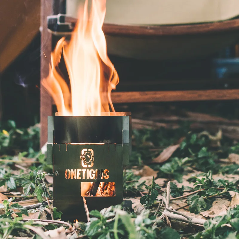 

OneTigris Wood Burning Stove ROCUBOID Splicing Firewood Stove Stainless Steel Portable Camping Furnace Picnic Survival Cooking