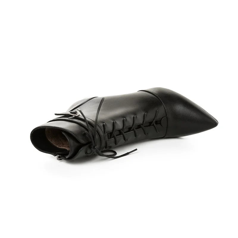 

ZVQ Winter New Fashion Sexy Ankle Boots Outside Super High Heels Pointed Toe cross-tied Zip Women Work Shoes Drop Shipping shoes