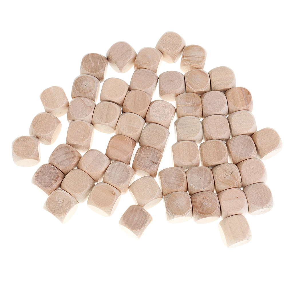 

Set of 50PCS Empty Wooden Blank Dice 16mm Six-sided Diy Blank Dice Game Dice for DIY Decorating and Craft Projects