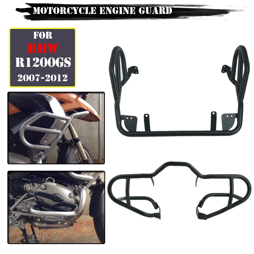 

For BMW R1200GS R 1200 GS Oil Cooled 2007 -2011 2012 Black Motorcycle Engine Guard Crash Bar Upper/Lower Bumper Frame Protector