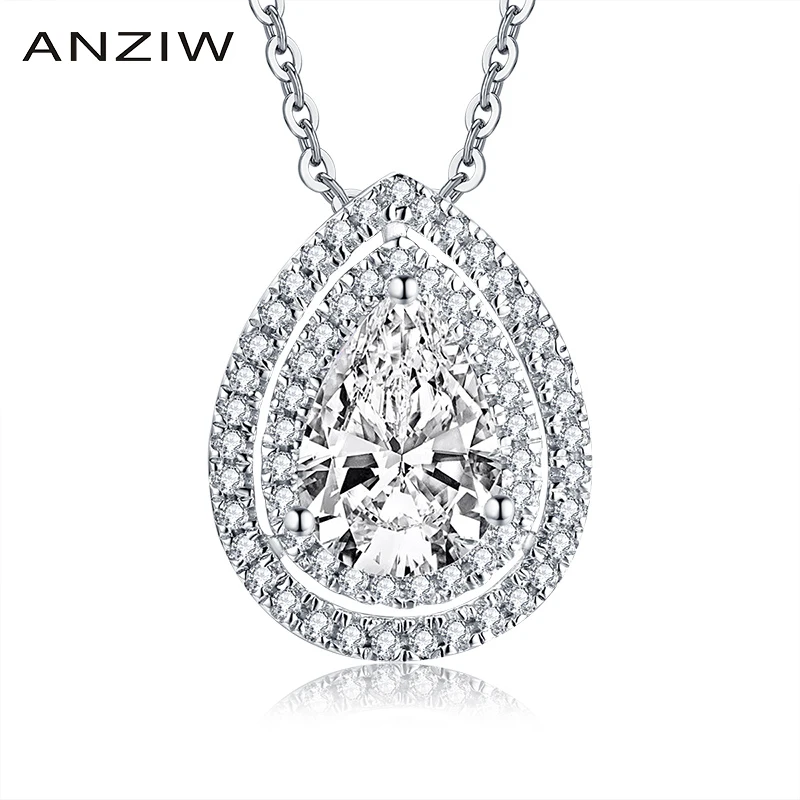 Женское ожерелье из серебра 1 75 пробы с подвеской в виде груши искусственным