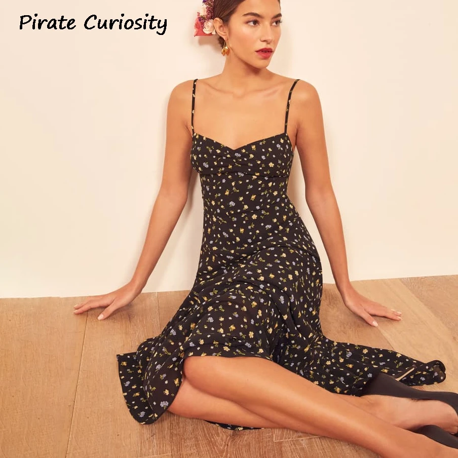 Пират курьер винтажное цветочное женское платье-комбинация Макси Весна 2020 без