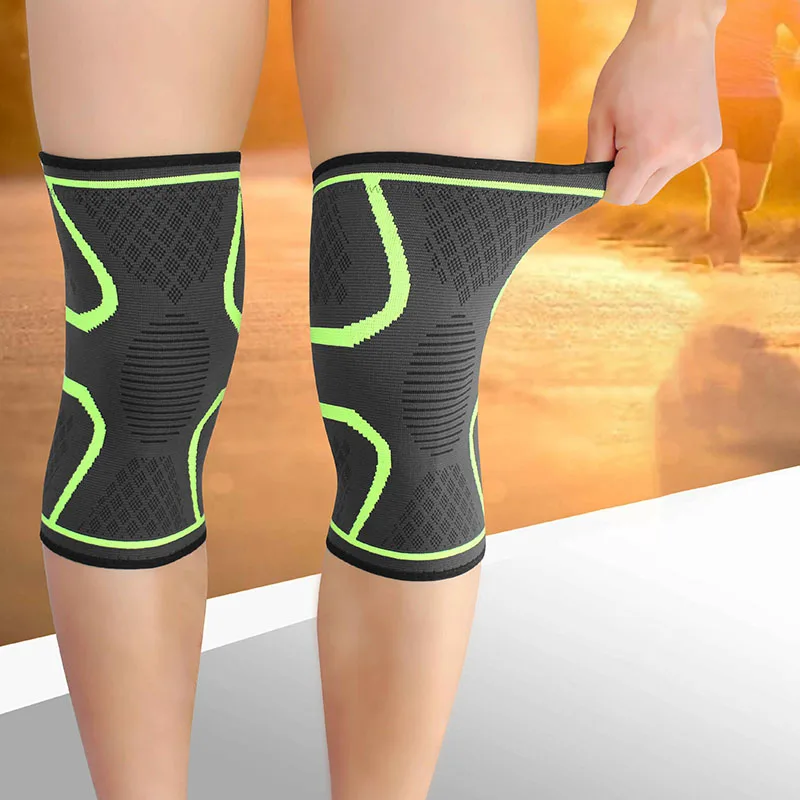 

1PCS Sports Kneepad Men Pressurized Elastic Knee Pads Support Fitness Gear Basketball Volleyball Brace Protector Protective Gear