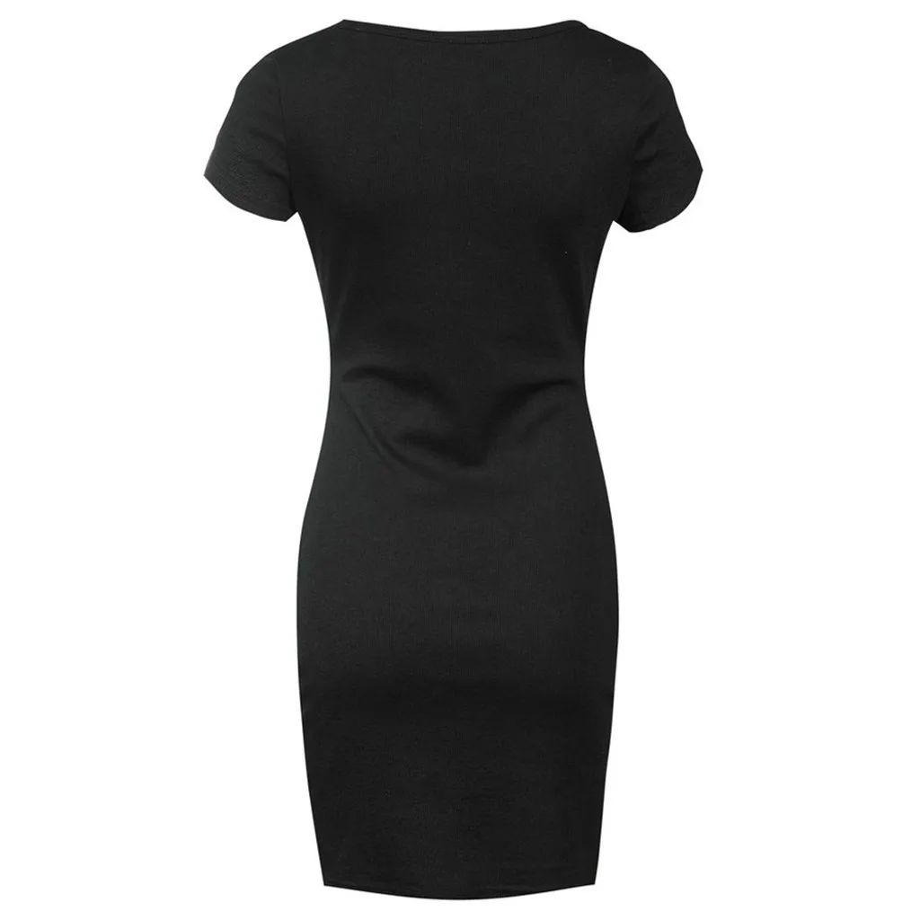 

2021 Dresses For Women Women O-neck Short Sleeve Solid Color Dress Ladies Casual Button Mini Dress Party Dresses Drop Shipping