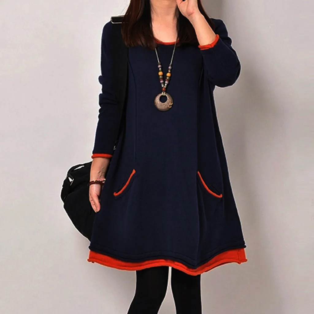 HSU Новое поступление женское платье с О-образным вырезом повседневное длинный