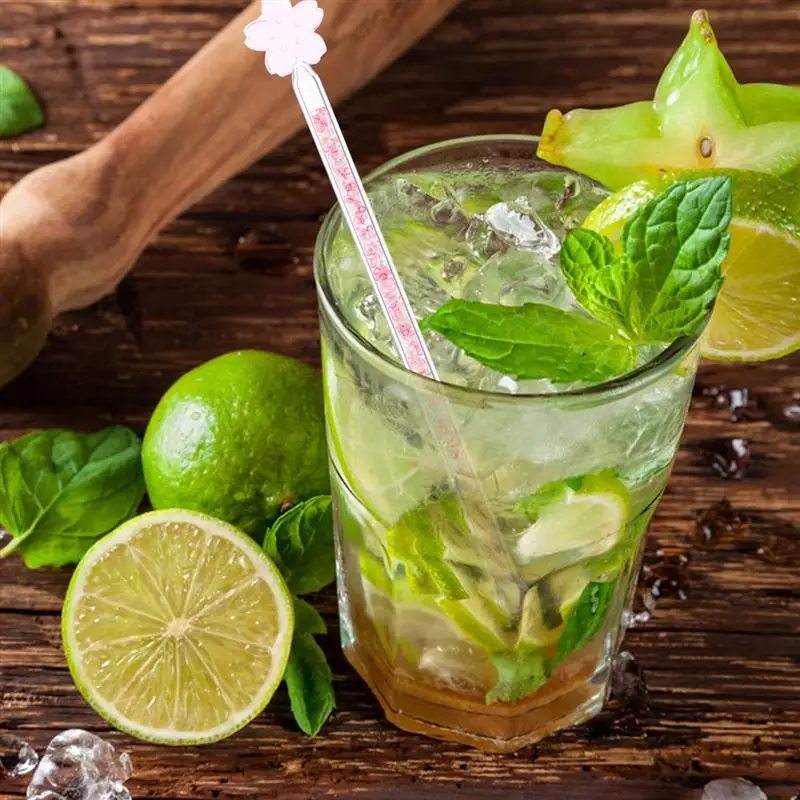 Палочка мешалка круглая стеклянная в форме сакуры для домашнего размешивания