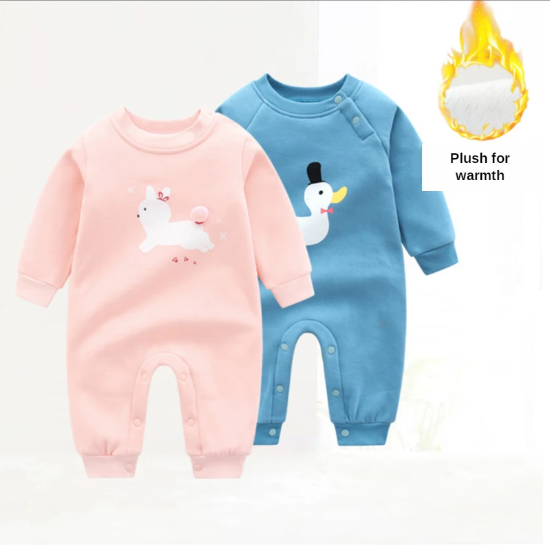 

Baby Winter Clothes One-piece Suit Autumn And Winter New Style Baby's Long Sleeve Plush Children's Creeping Suit Cartoon