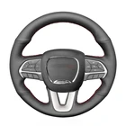 Рука Шить черного цвета из искусственной кожи чехол рулевого колеса автомобиля для Dodge Challenger Dodge Зарядное устройство Dodge Durango 2015 2016 2017-2021