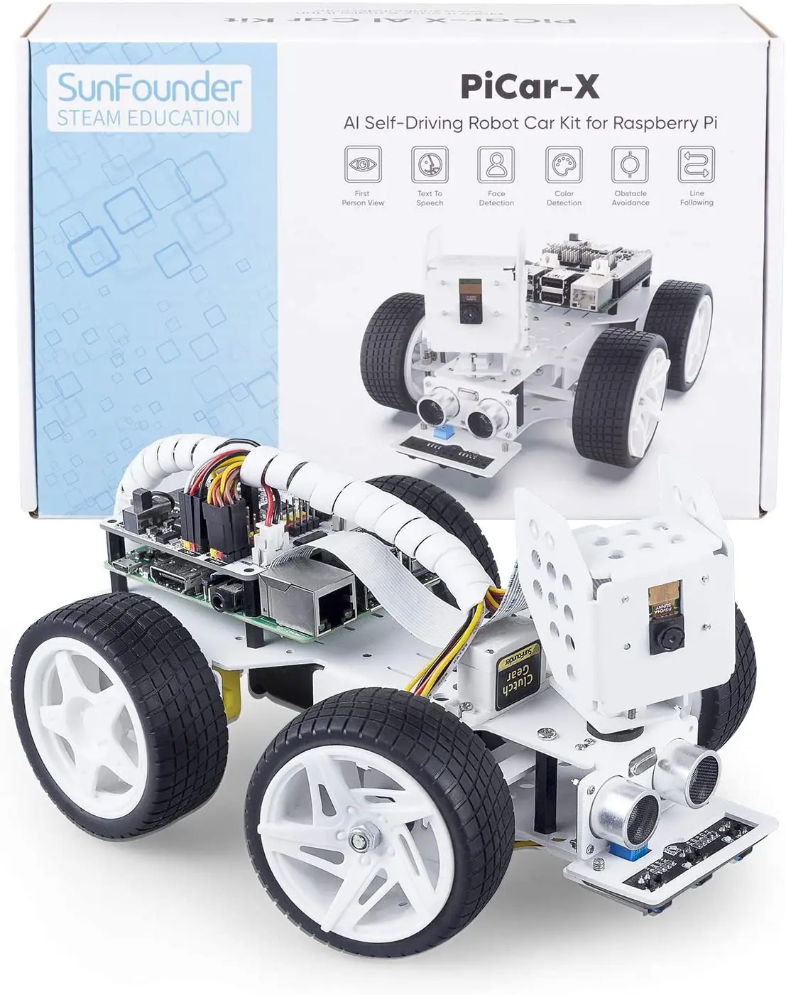 SunFounder Raspberry Pi Smart Video Robot Car Kit,Support Ezblock visual programming/ Python Programming Electronic DIY Robot