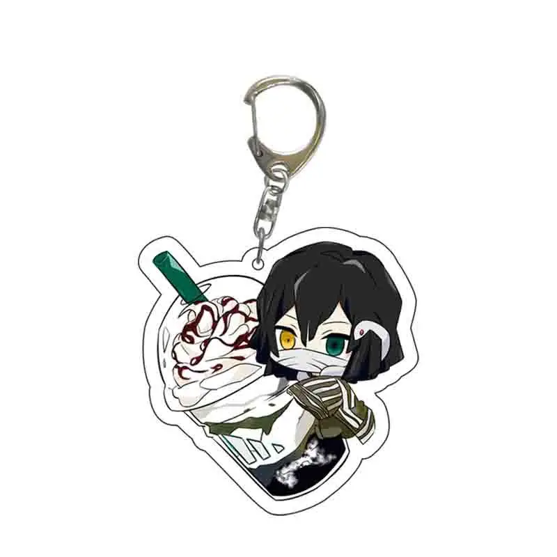 

2021 Anime Demon Slayer Milky Tea Model Acrylic Key Chains Figure Tsuyuri Kanawo Keyring Rengoku Kyoujurou Student Tor Keychain