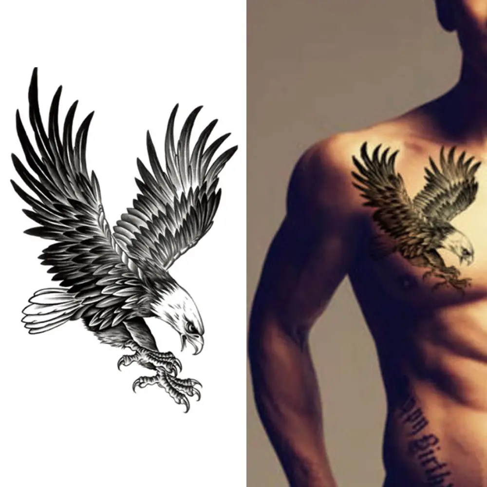 1 Pc/2pcs New Eagle Waterproof Temporary Body Art Arm Shoulder Chest Tattoo Sticker Women/Men Hot Sale | Красота и здоровье