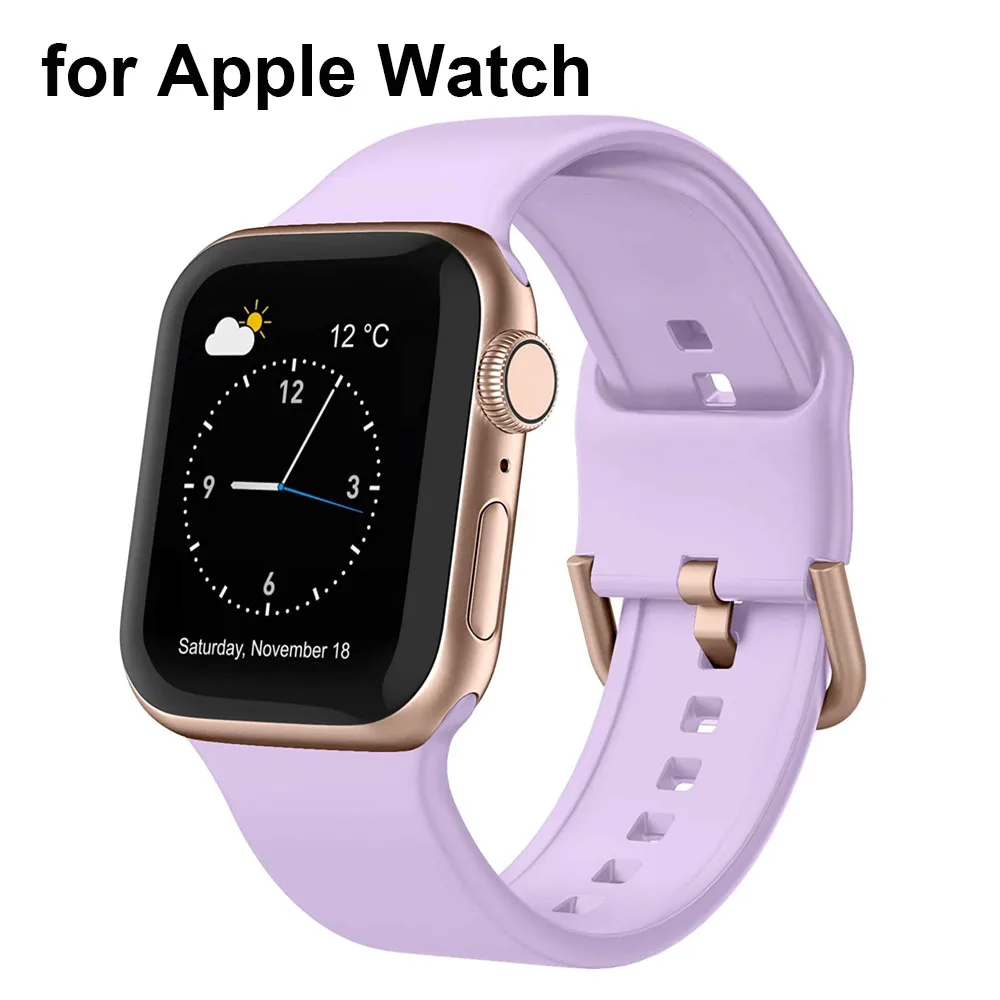 

Band for Apple Watch Strap 38mm 40mm 41mm iWatch Series 7 6 5 4 3 2 1 & SE for Women Men Silicone Replacement Wristband 44 45mm