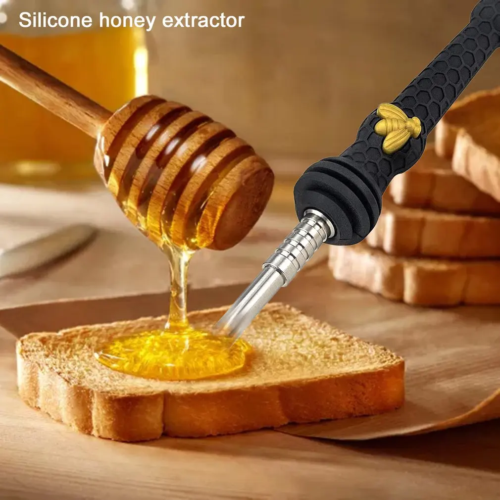 

Hot Newest Portable Silicone Platinum Honey Extractor Durable Extractor Bee Titanium Nail Pipe Dipstick Spoon Decoration