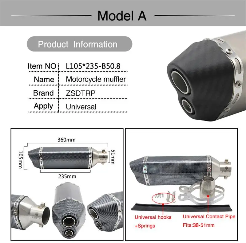 Alconstar мотоцикл модифицированный два отверстия AK глушитель с 35-51 мм разъем