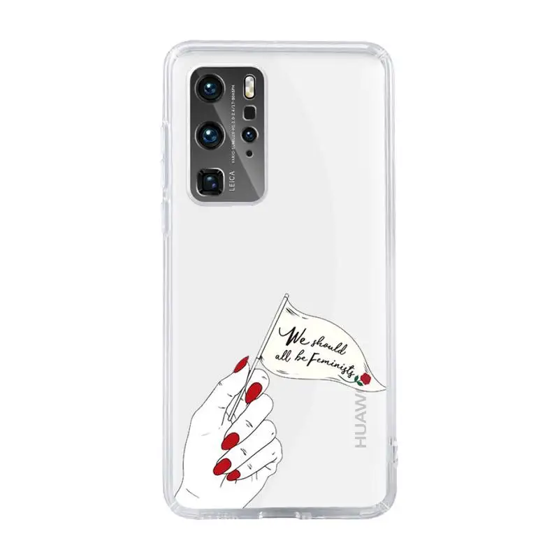 

Hand art daisy Love heart butterfly Phone Case Transparent For Huawei MATE P 40 30 20 10 pro plus lite X 5G Soft TPU Mobile bags