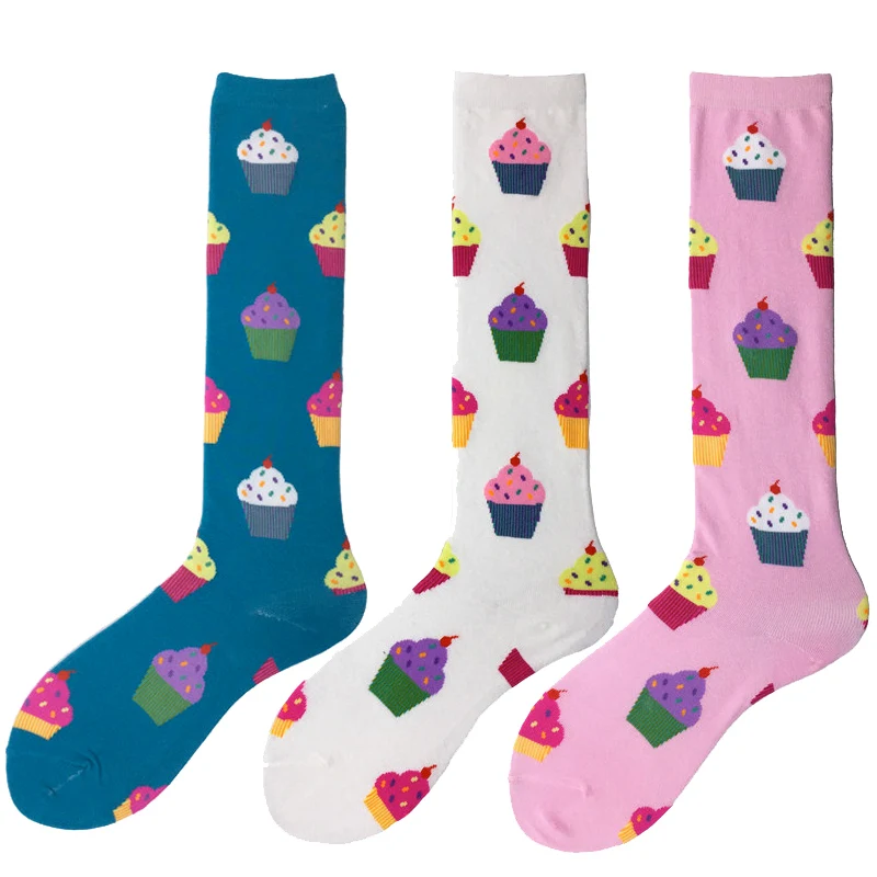 Милые женские хлопковые длинные чулки до бедра в стиле Харадзюку розовые Модные