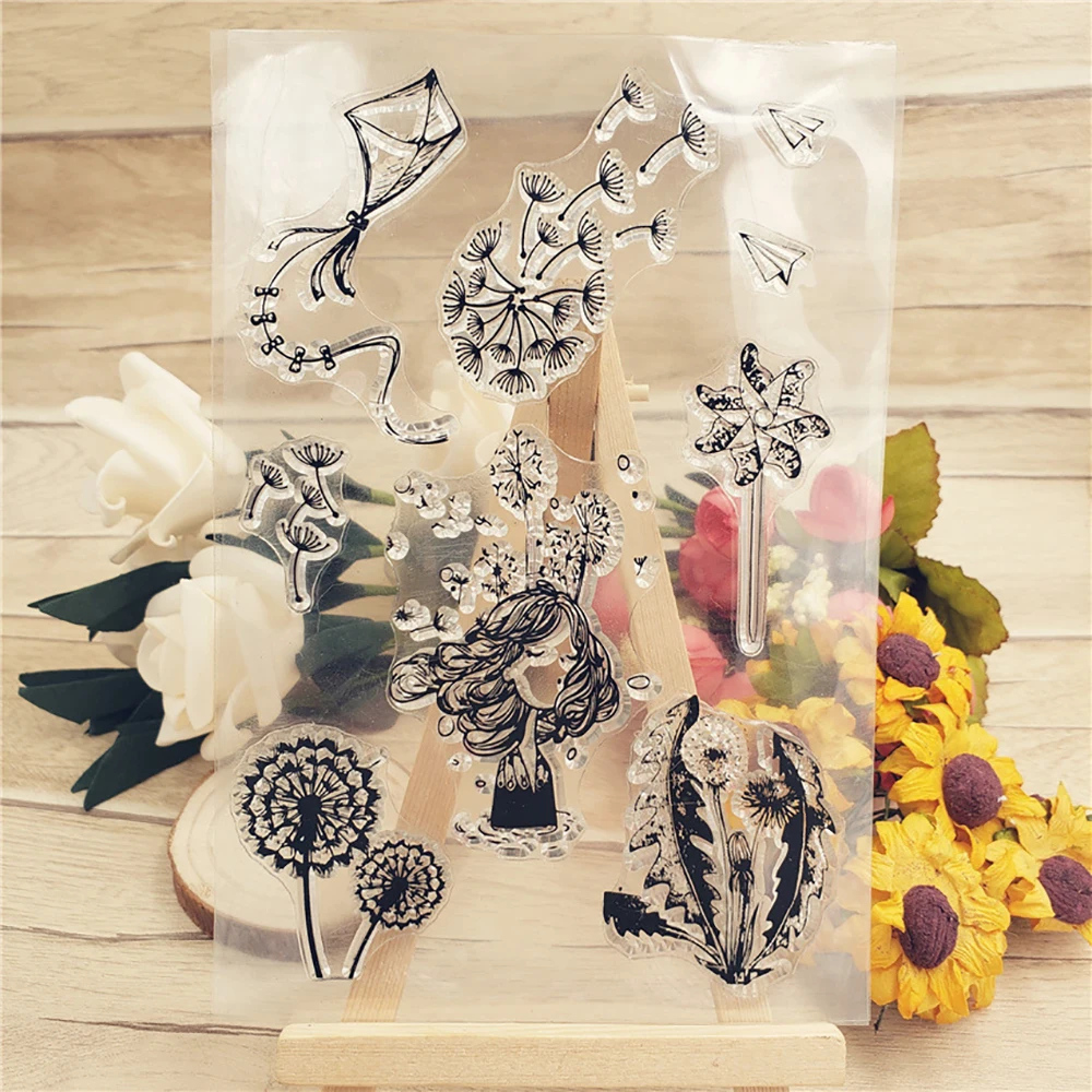 Одуванчик прозрачный штамп силиконовый для DIY скрапбукинга фотоальбом декоры