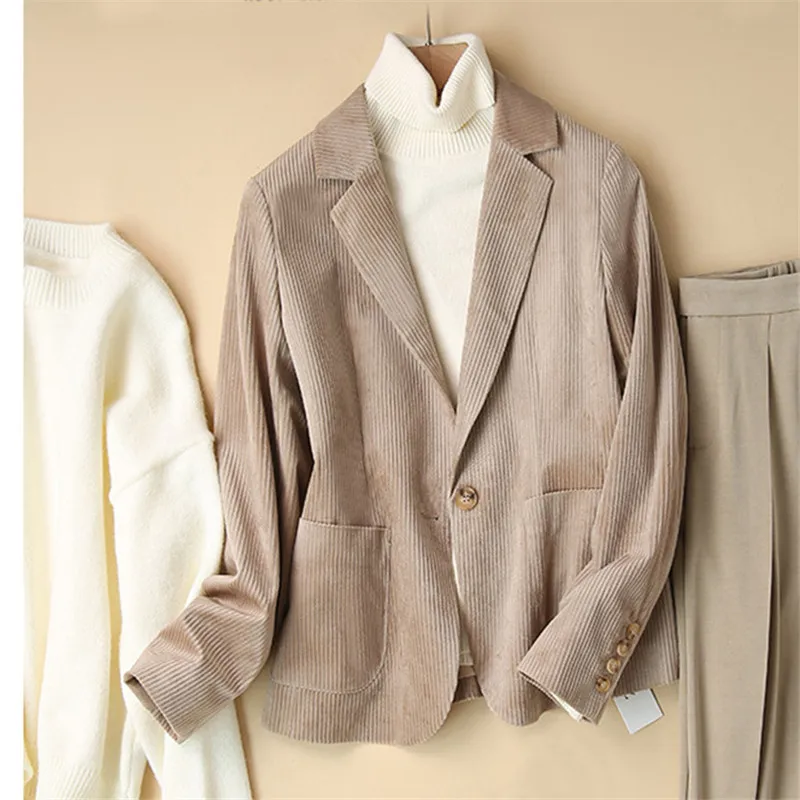 

Casual Suit Women's Jacket Autumn And Winter New Solid Color Slim-fit Type Wick Stripe Professional Temperament Suit Women B260