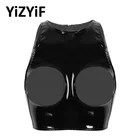 Женский экзотический бюстгальтер с открытой чашкой, сексуальные майки из искусственной кожи без рукавов, открытый бюст, ажурные Короткие жилеты, топы, майки топы