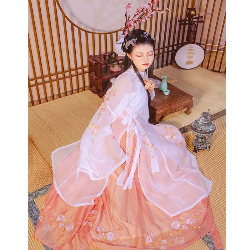 

Chinese Han Costume Modern Hanfu Fairy Dress Chinese Style Clothes 2019 Women National Costumes Han Tang Hanfu Outfits SL1291