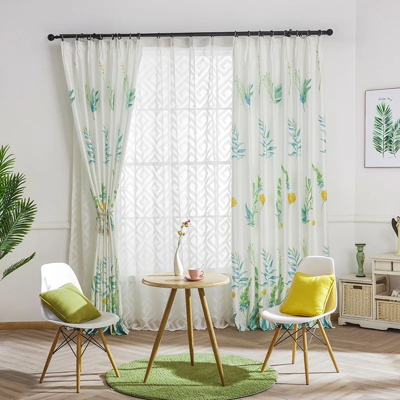 

Custom curtains for Living Room Bedroom Simple Chinese Jacquard Printed Fresh Balcony Shade Curtain Ceiling Installation