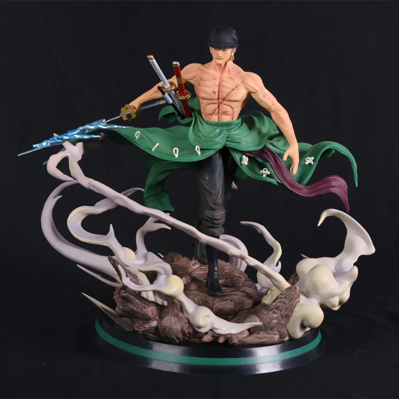 

Anime One Piece Roronoa Zoro Battle Ver. GK PVC Action Figure Statue Model Kids Toys 3 Heads Doll Gifts 31cm