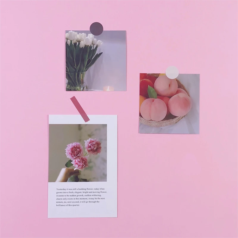 Ins Peach Tulip Decoration Large Size Card Set Art Postcard Simple Style Diy Wall Sticker Photographic Props Background Stickers |