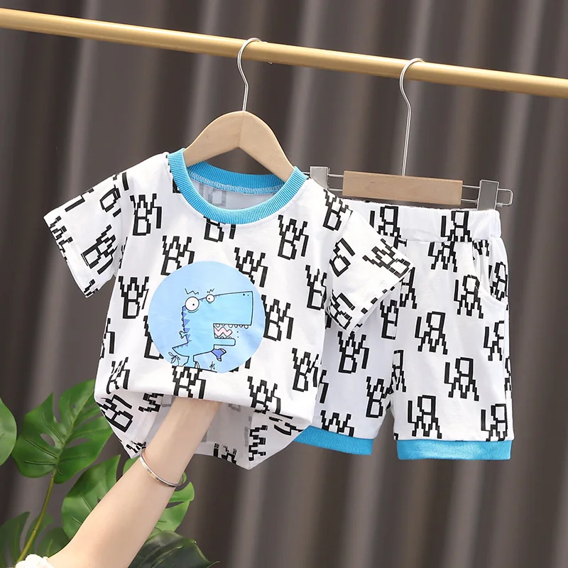

Summer Baby Boys Girls Clothing Sets Toddler Infant Cartoon Cotton T Shirt Shorts Children Kids Clothes Outfit