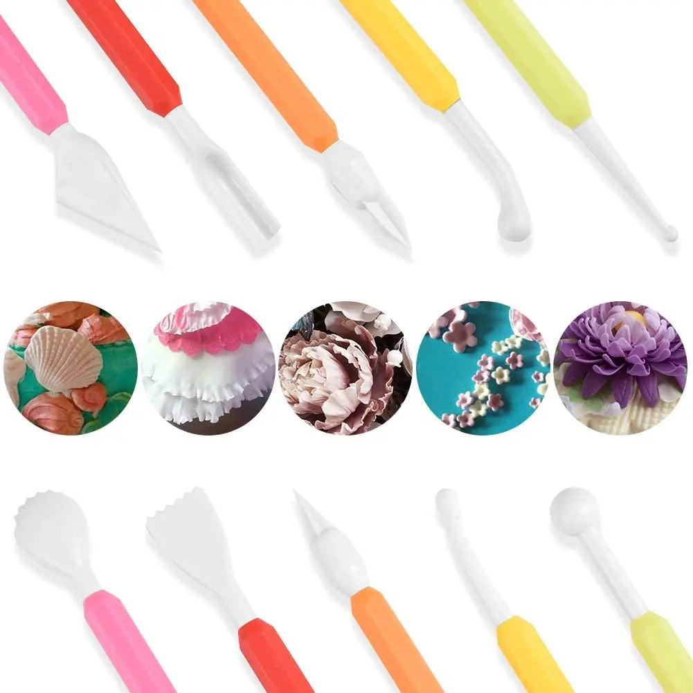 9pc Fondant Model Kit Double-Ended with 18 Sculpting Shape Carving Knife Pen for DIY Icing Cake Sugar Craft Clay Flower Paste | Дом и сад
