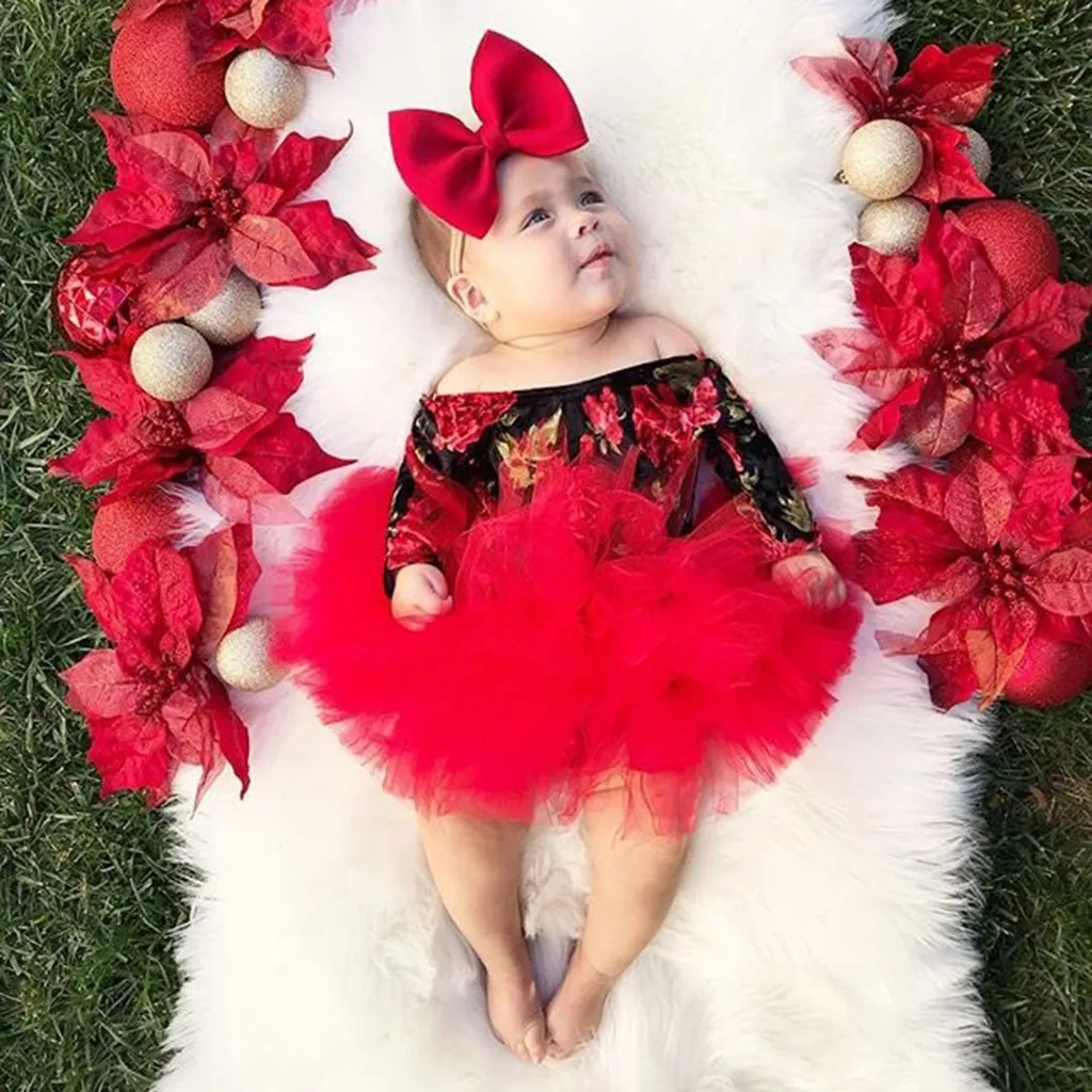 Baby Clothing Toddler Newborn Infant Long Sleeve Floral Printed Romper+Tutu Skirt+Headbands Summer Casual Outfit Set C140# |