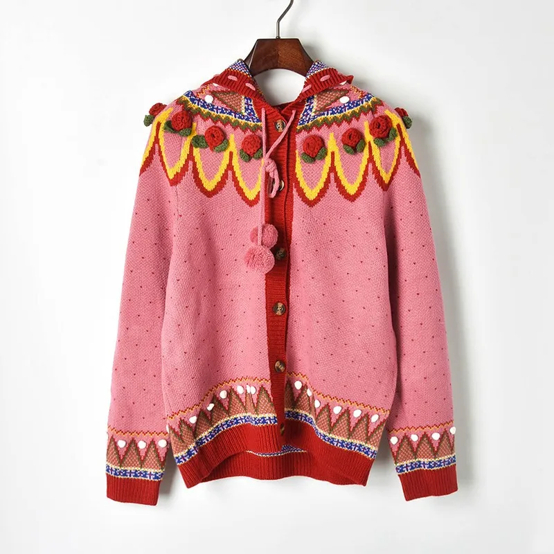 Милый свитер с цветами вязаные рождественские милые пуловеры длинным рукавом и