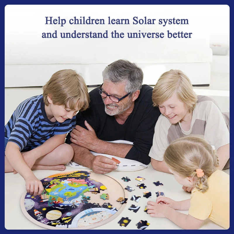 TOI Солнечный Системы головоломка Ранние обучающие игрушки 102P деревянный ребенка