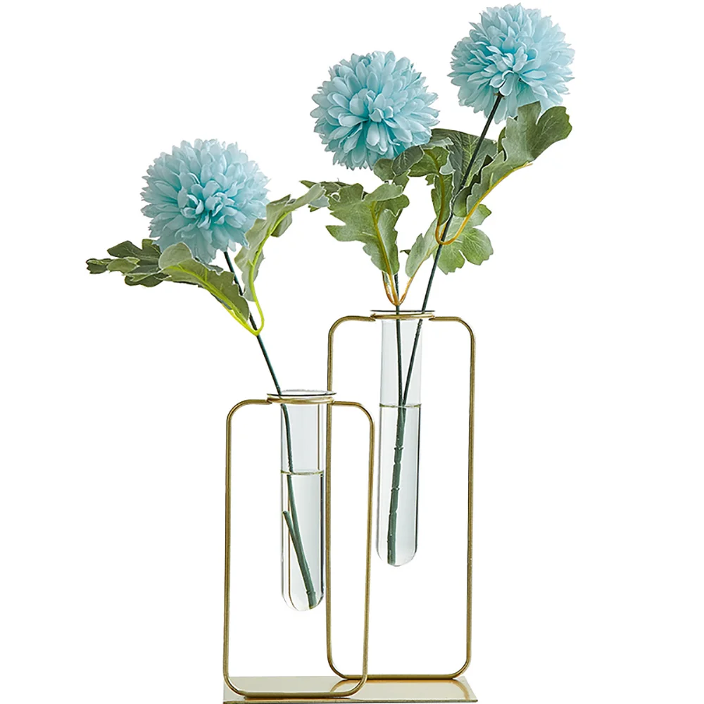 

Creative Nordic Glass Flower Vase Home Decoration Modern Metal Hydroponics Table Vase Decor Wedding Decorative Accessories