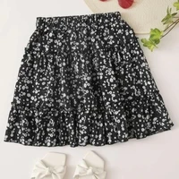 woman skirts high waisted print stitching holiday short skirt pleated mini skirt korean style all match elastic waist a line