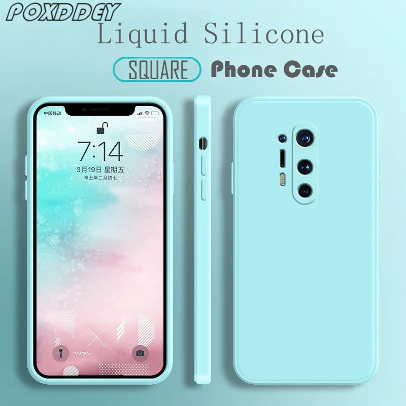 Роскошная квадратная рамка мягкий чехол для телефона из жидкого силикона Oneplus X 7 8
