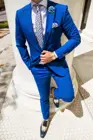 Новейшие мужские костюмы Королевского синего цвета, 2 шт., индивидуальный пошив, свадебные смокинги для жениха на заказ вечерние костюм для жениха, мужской пиджак + брюки