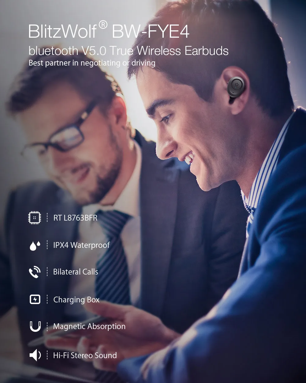 Blitzwolf BW-FYE4 bluetooth 5,0 TWS настоящие беспроводные наушники AAC SBC HiFi наушники-вкладыши стерео звук двусторонний звонок Водонепроницаемый