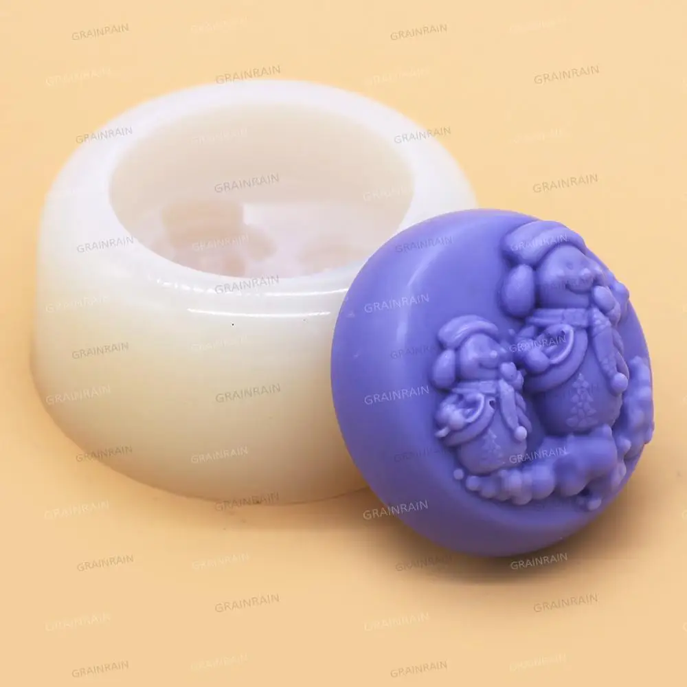 Зернистый Снеговик Мыло плесень Силиконовая Рождественская прессформа для